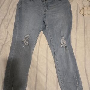 Lane Bryant Light Blue Ripped Skinny Jeans